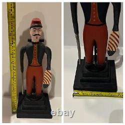 Art populaire vintage américain, soldat du signal de l'armée de la guerre civile, moulin à vent en bois sculpté