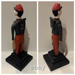 Art populaire vintage américain, soldat du signal de l'armée de la guerre civile, moulin à vent en bois sculpté
