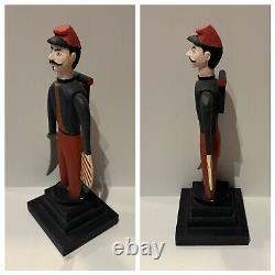 Art populaire vintage américain, soldat du signal de l'armée de la guerre civile, moulin à vent en bois sculpté