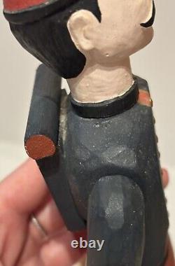 Art populaire vintage américain, soldat du signal de l'armée de la guerre civile, moulin à vent en bois sculpté