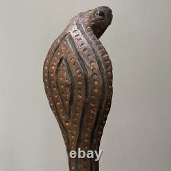 Art populaire vintage cobra en bois sculpté à la main