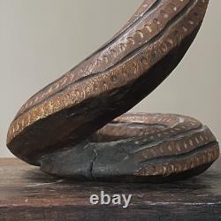 Art populaire vintage cobra en bois sculpté à la main