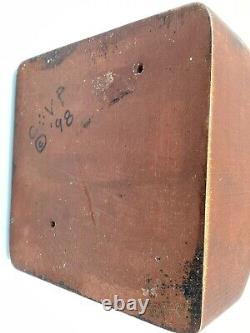 Art populaire vintage de Pennsylvanie, sculpture sur bois, oiseau peint sur socle, signé C-VP, vers 1998