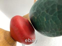 Art populaire vintage de Pennsylvanie, sculpture sur bois, oiseau peint sur socle, signé C-VP, vers 1998