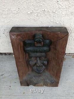 Artisanat populaire antique sculpté à la main : Mineur de charbon / turban de serpent, carnaval AAFA Terrell 1930