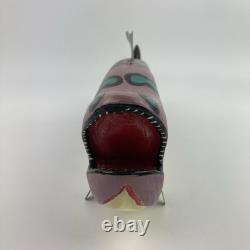 Artiste Jim Lewis Décoy de Poisson en Bois Peint Art Populaire Sculpté à la Main 1993 18