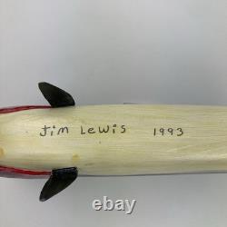 Artiste Jim Lewis Décoy de Poisson en Bois Peint Art Populaire Sculpté à la Main 1993 18