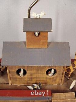 Artiste Vtg Sculpté ARCHE DE NOÉ Art Populaire Signé Ensemble avec 40 Animaux en Bois Grand 25
