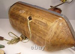 Artiste Vtg Sculpté ARCHE DE NOÉ Art Populaire Signé Ensemble avec 40 Animaux en Bois Grand 25