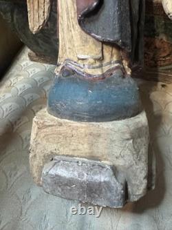 Autel de Santos Angel/Nicho mexicain en bois sculpté, art populaire ancien dévotionnel vers 1900