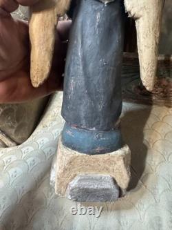 Autel de Santos Angel/Nicho mexicain en bois sculpté, art populaire ancien dévotionnel vers 1900