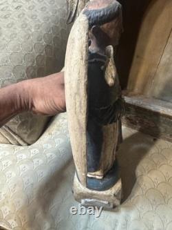 Autel de Santos Angel/Nicho mexicain en bois sculpté, art populaire ancien dévotionnel vers 1900