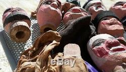 Authentique Français Puppets19th Polychromes En Bois Sculpté Folk Art Guignol Castellet