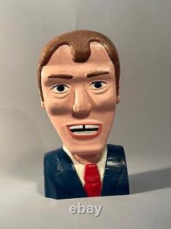 BUSTE EN BOIS ART POPULAIRE ORIGINAL DU DAVID LETTERMAN LATE NIGHT SHOW
