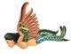 Bali Winged Flying Mermaid Mobile Spiritchaser Bois Sculpté Art Balinais 37