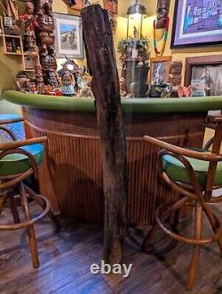 Bar TIKI Vintage Statue de Sculpture en Bois Hawaïenne Polynésienne, Totem Pole des années 1950