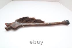 Bâton de danse de cheval Sioux amérindien vintage en bois sculpté, art populaire indien