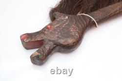 Bâton de danse de cheval Sioux amérindien vintage en bois sculpté, art populaire indien