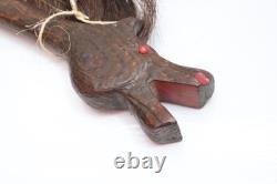 Bâton de danse de cheval Sioux amérindien vintage en bois sculpté, art populaire indien