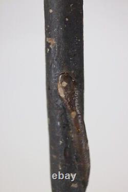 Bâton de marche à la canne en bois sculpté et peint représentant un serpent d'art populaire américain ancien