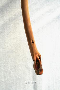 Bâton de marche américain en bois sculpté d'aigle vieilli et signé, œuvre d'art populaire
