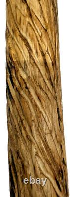 Bâton de marche en bois sculpté à la main esprit de sorcier 46 T poignée art populaire unique