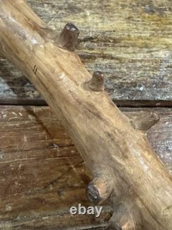 Bâton de marche en bois sculpté d'art populaire amérindien, chef indien américain