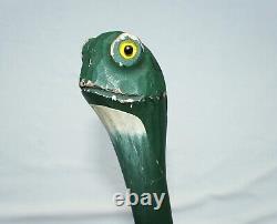 Bâton de marche grenouille vintage style grenouille Frogger sculpté art populaire américain