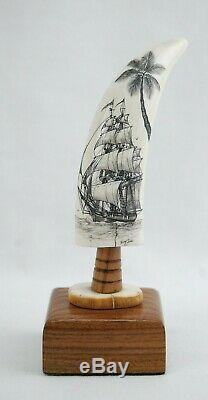Beaux Scrimshaw Sculpté À La Main Maritime Folk Art Par Doug Beaux 4