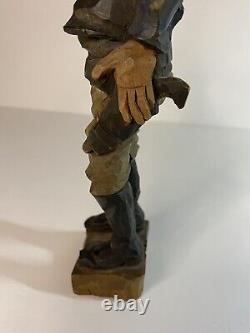 Bill Plunkett Peinture Sculptée À La Main Sculpture De Bois Figurine Western Cowboy Folk Art