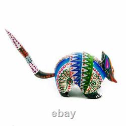 Blanche Armadillo Oaxacan Alebrije Wood Carving Mexicain Animal Sculpture Peinture