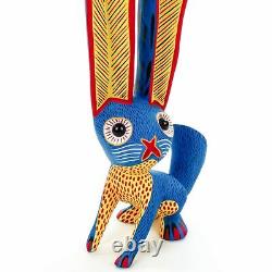 Blue Rabbit Oaxacan Alebrije Sculpture Sur Bois Peinture Mexicaine Sculpture D’art