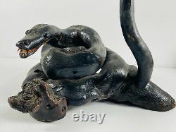 Bois D'art Populaire Vintage Serpent En Bois Sculpté Cobra Dérivant Kansas