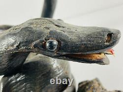 Bois D'art Populaire Vintage Serpent En Bois Sculpté Cobra Dérivant Kansas