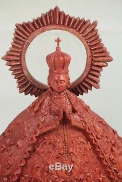 Bois Madonna / Vierge Marie Main Tooled / Carved Mexique Folk Art Nouveau Religieux Grand