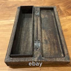 Boîte à tabac en bois sculpté scandinave antique vers 1800, art populaire norvégien