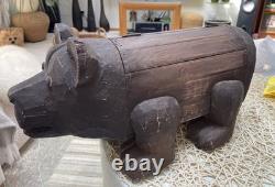 Boîte de rangement en bois sculpté en forme d’ours PALECEK des années 90, collection Folk Art, originale, rare