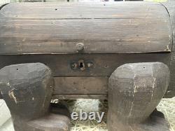 Boîte de rangement en bois sculpté en forme d’ours PALECEK des années 90, collection Folk Art, originale, rare