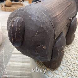 Boîte de rangement en bois sculpté en forme d’ours PALECEK des années 90, collection Folk Art, originale, rare