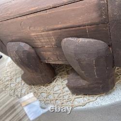 Boîte de rangement en bois sculpté en forme d’ours PALECEK des années 90, collection Folk Art, originale, rare