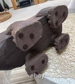 Boîte de rangement en bois sculpté en forme d’ours PALECEK des années 90, collection Folk Art, originale, rare