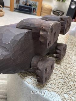 Boîte de rangement en bois sculpté en forme d’ours PALECEK des années 90, collection Folk Art, originale, rare