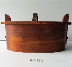 Boîte en bois cintré nordique en art populaire primitif antique sculpté Tine/Svepask 8