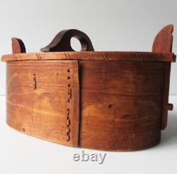 Boîte en bois cintré nordique en art populaire primitif antique sculpté Tine/Svepask 8