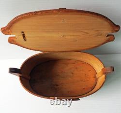 Boîte en bois cintré nordique en art populaire primitif antique sculpté Tine/Svepask 8