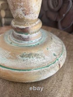 Bougeoir antique primitif sculpté en bois, canard leurre d’art populaire fait main