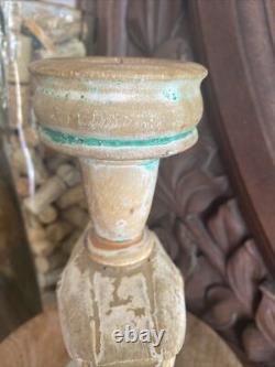 Bougeoir antique primitif sculpté en bois, canard leurre d’art populaire fait main