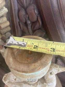 Bougeoir antique primitif sculpté en bois, canard leurre d’art populaire fait main