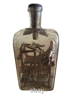 Bouteille en bois sculptée à la main, art populaire ancien, fantaisie, vers 1875-1900