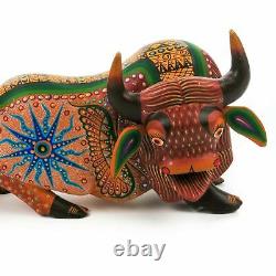 Brown Bull Oaxacan Alebrije Wood Carving Peinture De Sculpture D'animaux D'art Mexicain